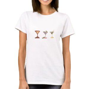 NWT Christopher & Banks Casual Top Short Sleeve Embroidered Martini White Medium